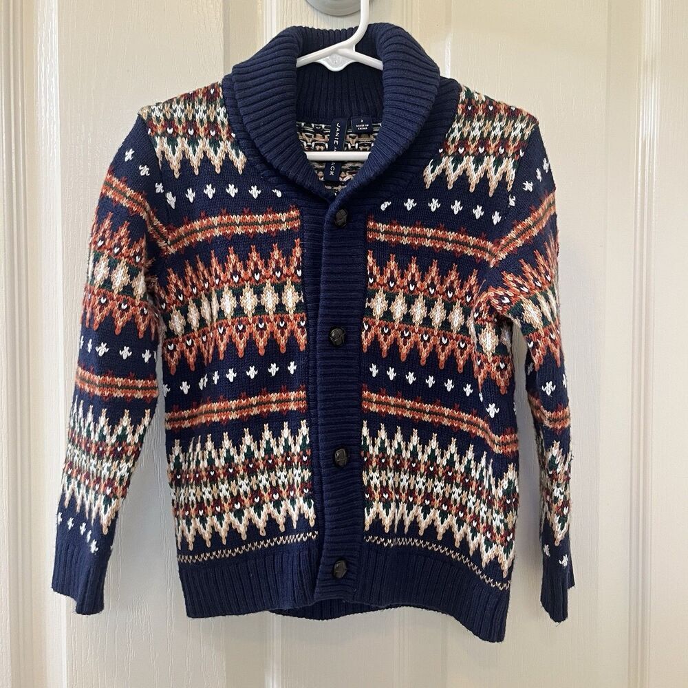Janie and Jack Merchant Marine Fair Isle The Library Cardigan Sweater Boys SZ 3